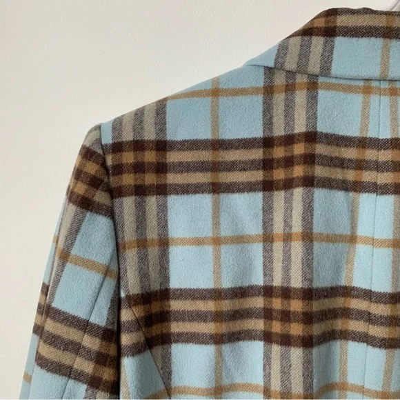 Vintage Doncaster Wool Angora Blend Blue and Brown Plaid Jacket - Picture 12 of 15